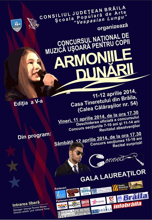 Concurs national de muzica usoara pentru copii Armoniile Dunarii