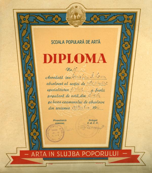 Diploma de absolvire din anul 1960